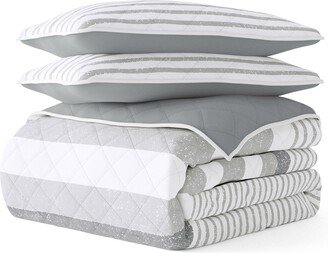 All Season Stripe Queen 3-Piece Down Alternative Reversible Comforter Set