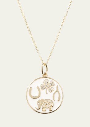 14k Luck Tableau Diamond Medallion Necklace, White