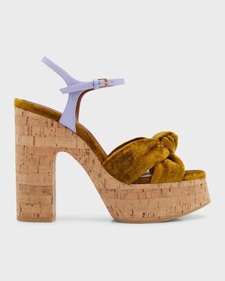 Bianca Knotted Ankle-Strap Platform Sandals