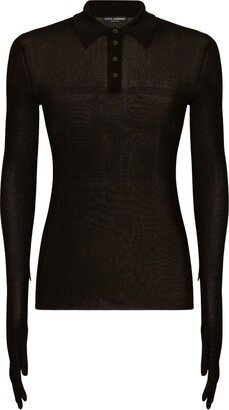 Button-Fastening Long-Sleeve Jumper