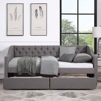 GEROJO Twin Size Upholstered Daybed with Storage Drawers