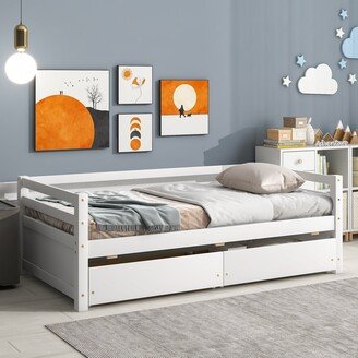 Calnod Twin over Twin Size Bunk Bed with Trundle, Perfect Bedroom Furniture for Child, Featuring Solid Wood Bed Frame