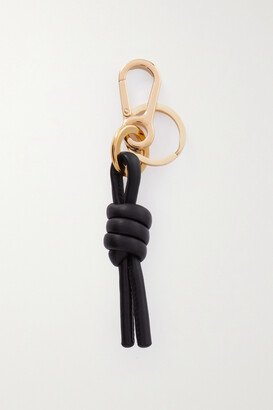Flamenco Knot Leather And Gold-tone Keychain - Black