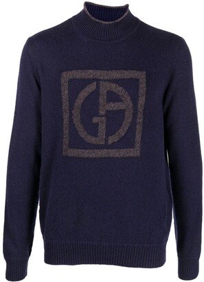 Embossed Logo Mock-Neck Jumper