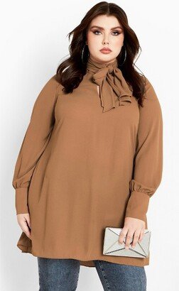 | Women's Plus Size Tunic Neck Tie - caramel - 14W