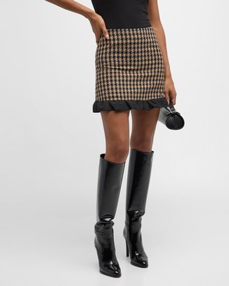 Natia Check Ruffle Trim Mini Skirt