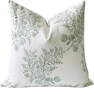 Sage Green Watercolor Pillow Cover, Cottage Christmas, Floral Modern Farmhouse 20 X Free Shipping