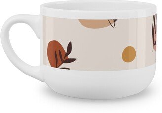 Mugs: Abstraction And Tropical Leaves - Light Latte Mug, White, 25Oz, Beige