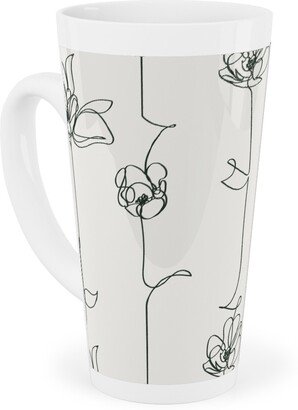 Mugs: One Line Floral - Light Tall Latte Mug, 17Oz, White