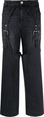 Buckle Detail Boyfriend Cotton Jeans