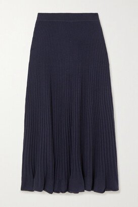 Net Sustain Libra Ribbed Cashmere Midi Skirt - Blue