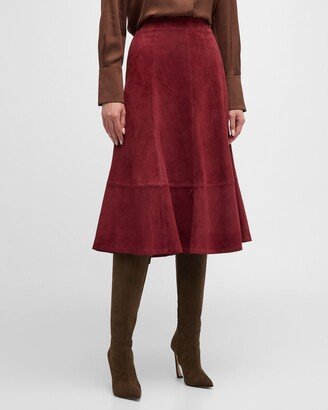 Amanda A-Line Suede Midi Skirt-AA