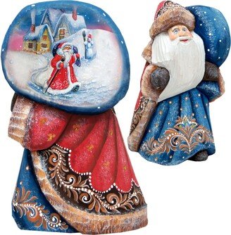 G.DeBrekht Woodcarved Santa with Bag 2 Figurine