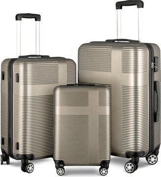 EDWINRAY 3 Piece Spinner Luggage Sets ABS Lightweight Luggage Suitcase with Hooks & TSA Lock, Suitcase Travel Sets 20