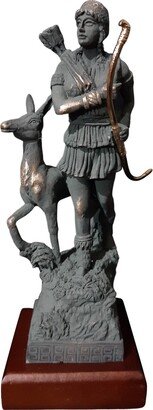 Artemis Diana Goddess Statue Made Of Alabaster Museum Oxidation Wooden Base