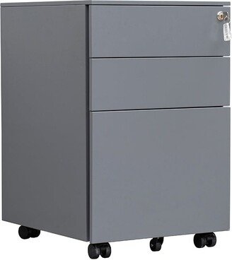 RASOO 3-Drawer Mobile File Cabinet with Lock, Steel File Cabinet for Legal/Letter/A4/F4 Size - Easy Mobility with Wheels