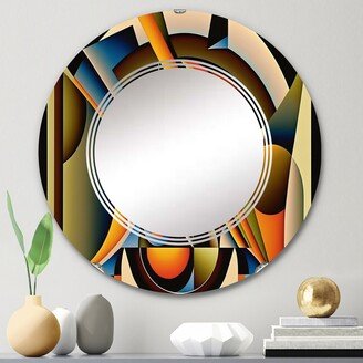 Designart 'Circular Retro Dynamics I' Printed Modern Geometric Wall Mirror