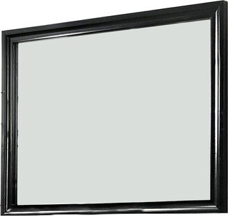 Mirror with Wooden Frame and Molded Detail, Black