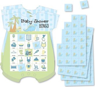 Big Dot of Happiness Baby Boy Dinosaur - Picture Bingo Cards and Markers - Baby Shower Shaped Bingo Game - Set of 18