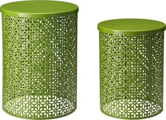 Multi-Functional Metal Garden Stool or Plant Stand or Accent Table, Set of 2