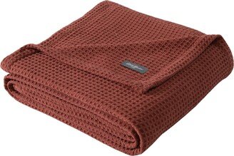 Solid Waffle Cotton Reversible Blanket, King