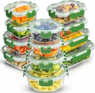 JoyFul by 24 Piece Glass Food Storage Containers with Leakproof Lids Set - Green