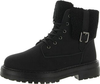 Womens Faux Fur Lugged Sole Combat & Lace-up Boots