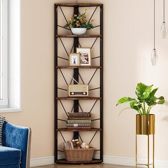 Bluebel 5 Tier Corner Shelf, Narrow Tall Corner Bookshelf