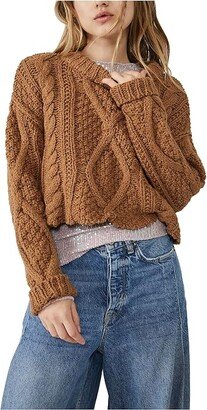 Cutting Edge Cable Sweater (Camel) Women's Clothing