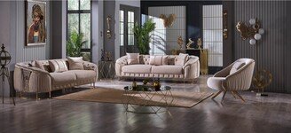 Kolibali 3-piece Living Room Set Metal Legs, Tufted Back