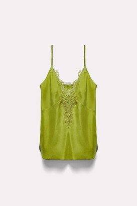 Silk camisole with eyelash lace