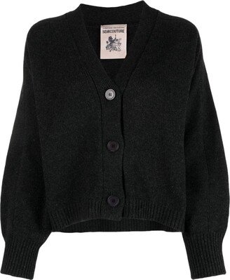 ribbed V-neck cashmere blend cardigan