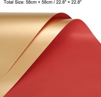 Unique Bargains Double Sided Color Flower Wrapping Paper Wine+Gold 22.8x22.8 Waterproof 20Pcs - Wine and Gold