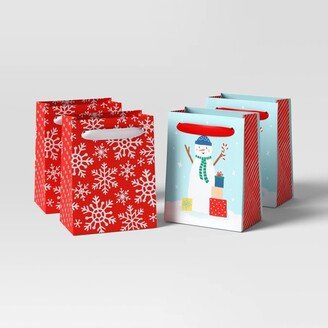 4ct Petite Cub Printed Christmas Gift Bag Snowflake/Snowman - Wondershop™
