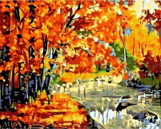 Painting by Numbers Kit Crafting Spark Golden Autumn A109 19.69 x 15.75 in