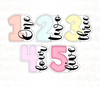 Numbers 1-5 With Script Words On The Side, Cookie Cutter Set