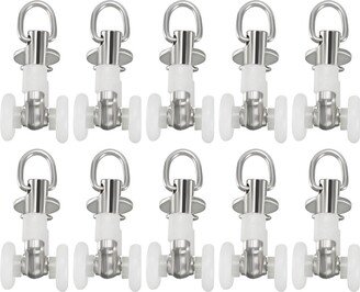 Unique Bargains Curtain Track Rollers Plastic Twin Wheeled Carriers 10.5mm Dia 10 Pcs - White