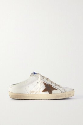 Super-star Sabot Distressed Suede-trimmed Leather Slip-on Sneakers - White