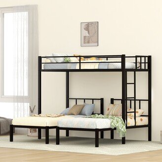 DECO Twin over Twin & Twin Bunk Beds for 3, Twin XL over Twin & Twin Bunk Bed Metal Triple Bunk Bed, Black