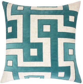 Paige Applique Embroidery Linen Square Decorative Throw Pillow
