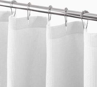 mDesign Cotton Waffle Knit Shower Curtain - Spa Shower Curtain, 54 x 78, White