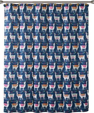 Alotta Llamas Fabric Shower Curtain Blue - SKL Home