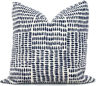 Sister Parish Navy Blue Albert Decorative Pillow Cover, , Eurosham Or Lumbar Blue Off White