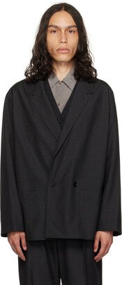 Gray Double-Breasted Blazer-AB