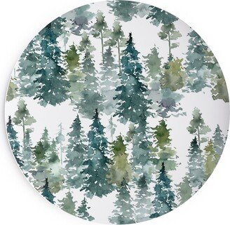 Salad Plates: Woodland Trees Watercolor - White Salad Plate, Green