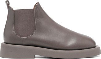 Leather Round-Toe Slip-On Boots