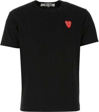 Overlapping Heart Embroidered Crewneck T-Shirt