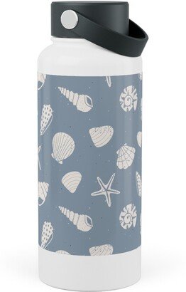 Photo Water Bottles: Seashells Summer Beach - Dusty Blue Stainless Steel Wide Mouth Water Bottle, 30Oz, Wide Mouth, Blue