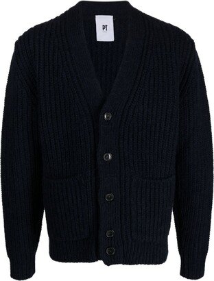 PT Torino Ribbed-Knit Wool-Blend Cardigan