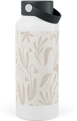 Photo Water Bottles: Wildflowers - Tan And Cream Stainless Steel Wide Mouth Water Bottle, 30Oz, Wide Mouth, Beige